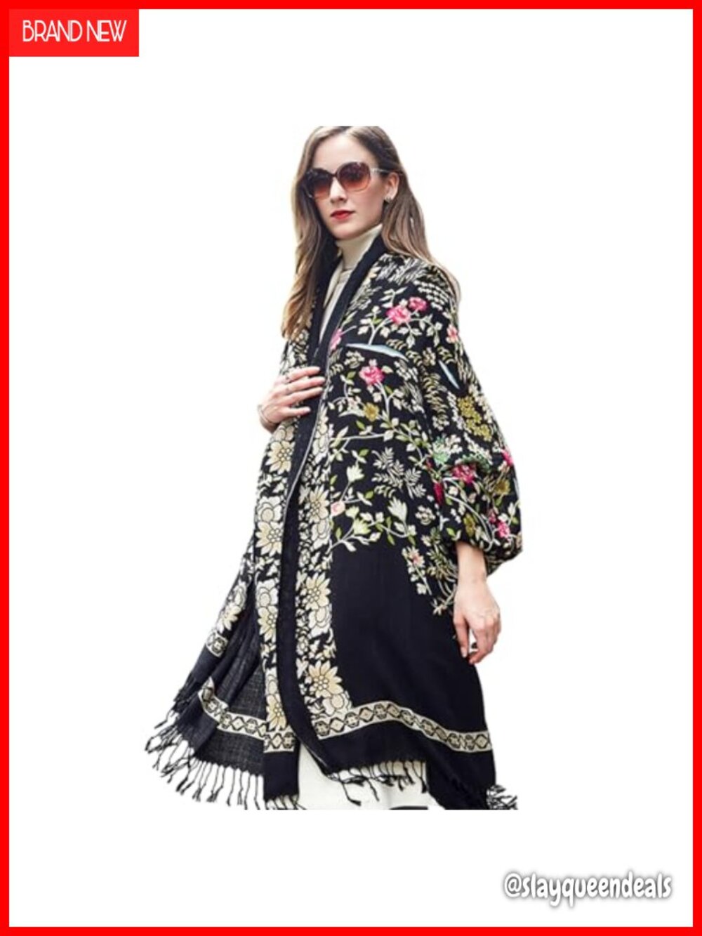 100% Merino Wool Oversized Pashmina Shawl Wrap Handmade Tassels Travel Blanket